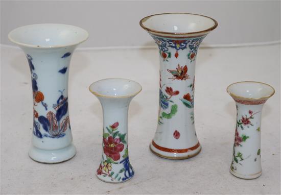 Six Chinese export miniature porcelain vases, 18th century, 8.5cm - 13cm